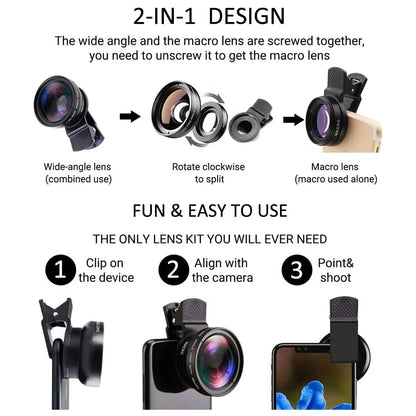 2-in-1 phone camera lens kit, 0.45x wide angle and 12.5x macro, view 4