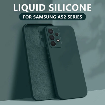 Liquid silicone case for Samsung Galaxy S22–S26 & A series, dark green