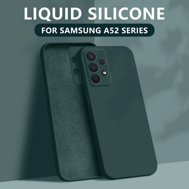 Liquid silicone case for Samsung Galaxy S22–S26 & A series, dark green