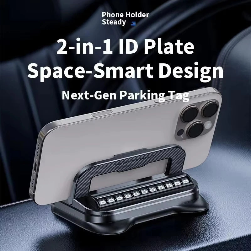 360° rotating dashboard car phone holder with number plate, view 2