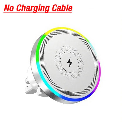 RGB light magnetic wireless charging car vent mount for MagSafe, white no cable