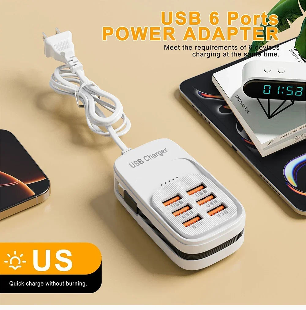 6-in-1 USB charging station with 3 PD and 3 USB ports, view 7