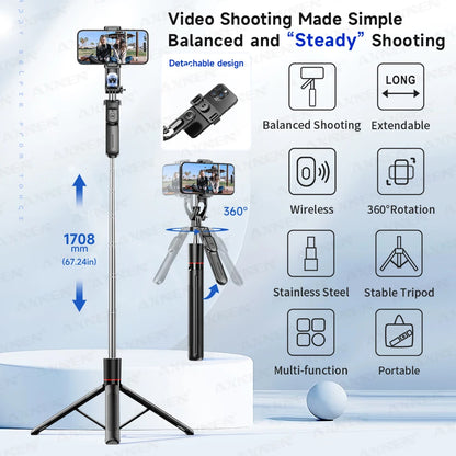 Selfie stick tripod, view 2