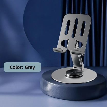 720° rotating foldable aluminum tablet and phone desk stand, black