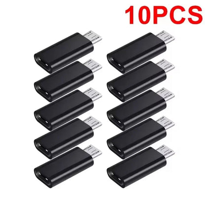 Micro USB female to USB-C male OTG adapter, 10Pcs black