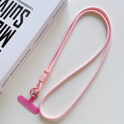 Long crossbody phone lanyard with case connection clip, pink