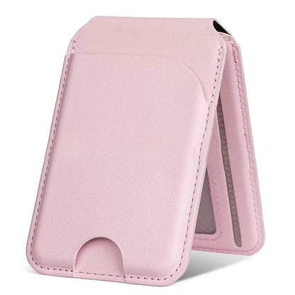 Magnetic leather wallet with stand, pink