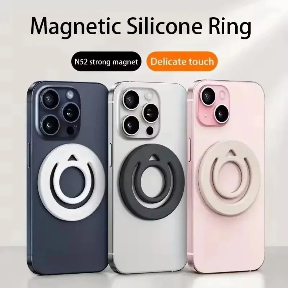Magnetic silicone finger ring grip stand for iPhone 15–17, view 2
