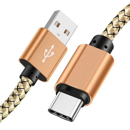 Braided USB-A to USB-C cable, yellow
