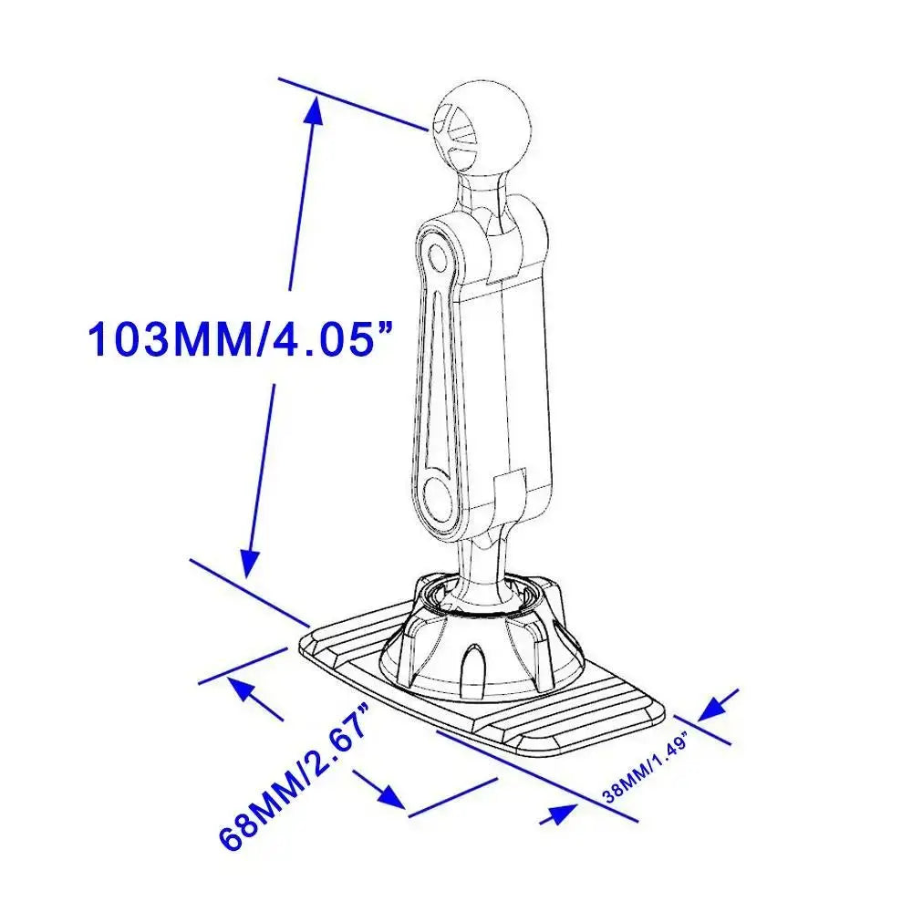 17mm ball head adhesive dashboard base, view 6
