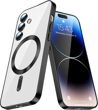 Plated magnetic case for Samsung Galaxy S22–S26, black