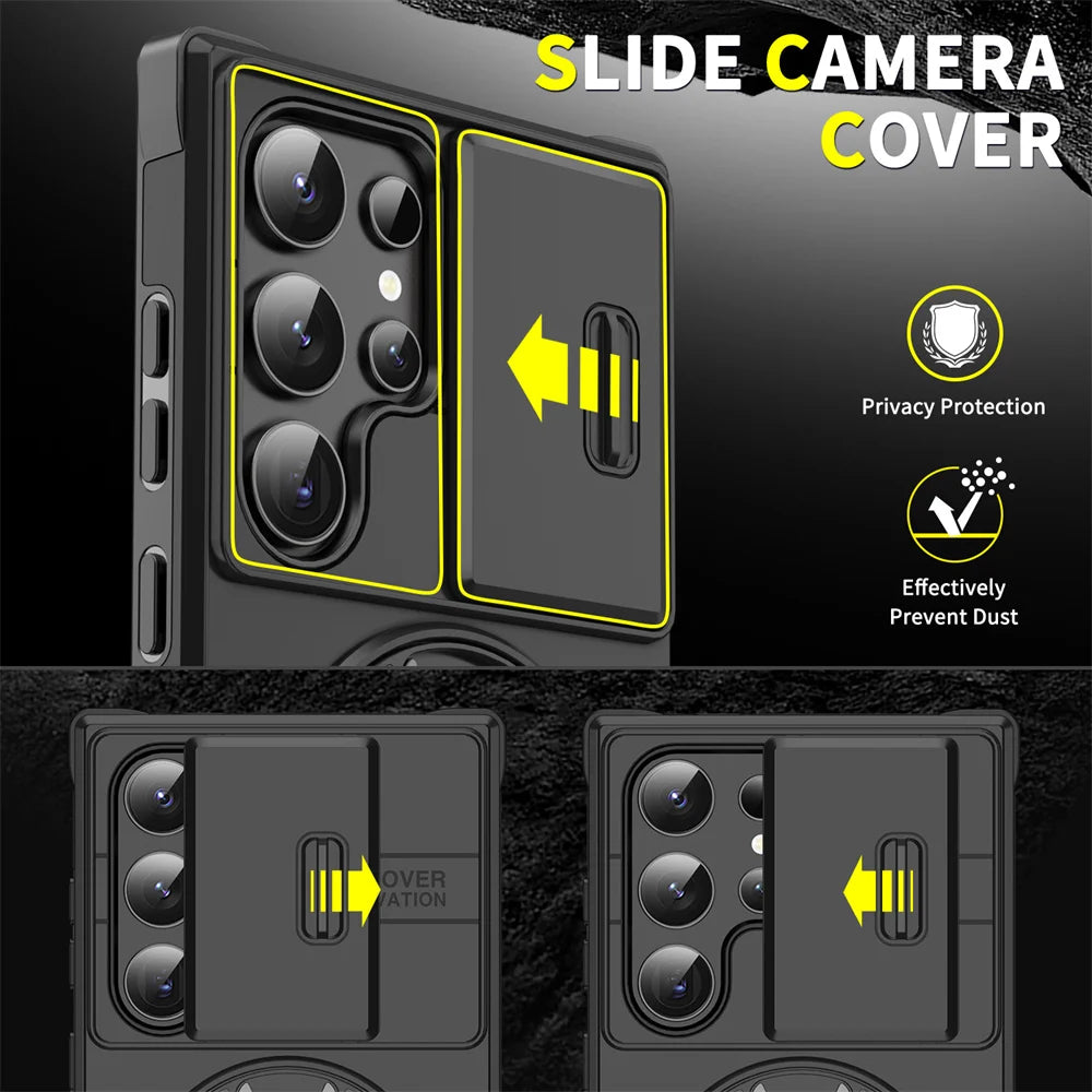 Slide camera cover magnetic stand case for Samsung Galaxy S and A series, view 7