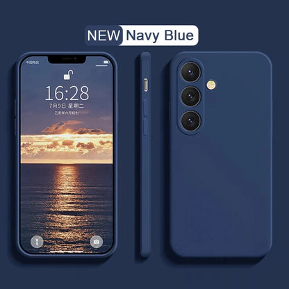 Soft liquid silicone case for Samsung Galaxy S23–S25, blue