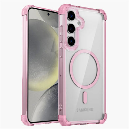 Clear armor MagSafe case for Samsung Galaxy S22–S26, pink