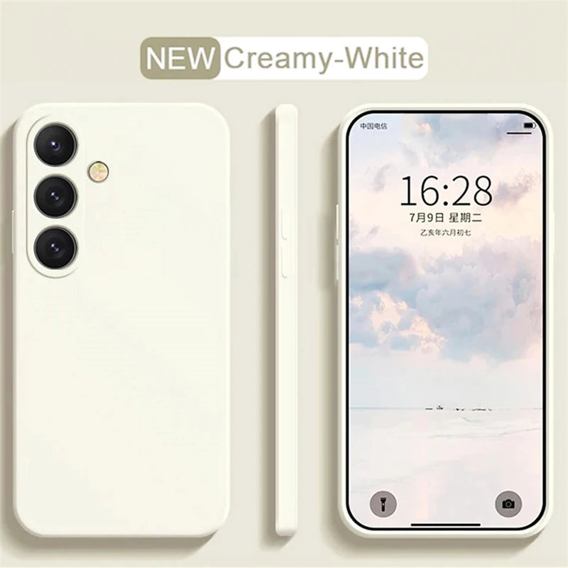 Soft liquid silicone case for Samsung Galaxy S23–S25, white