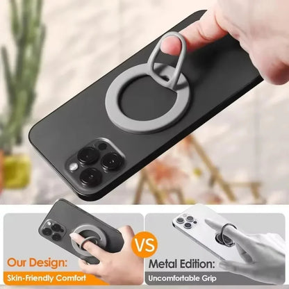 Magnetic silicone finger ring grip stand for iPhone 15–17, view 4