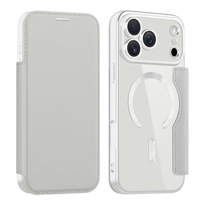 Clear flip leather wallet case, gray