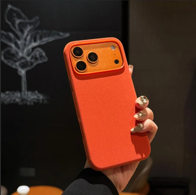 Woven fabric MagSafe case for iPhone 11–17 & Air, orange