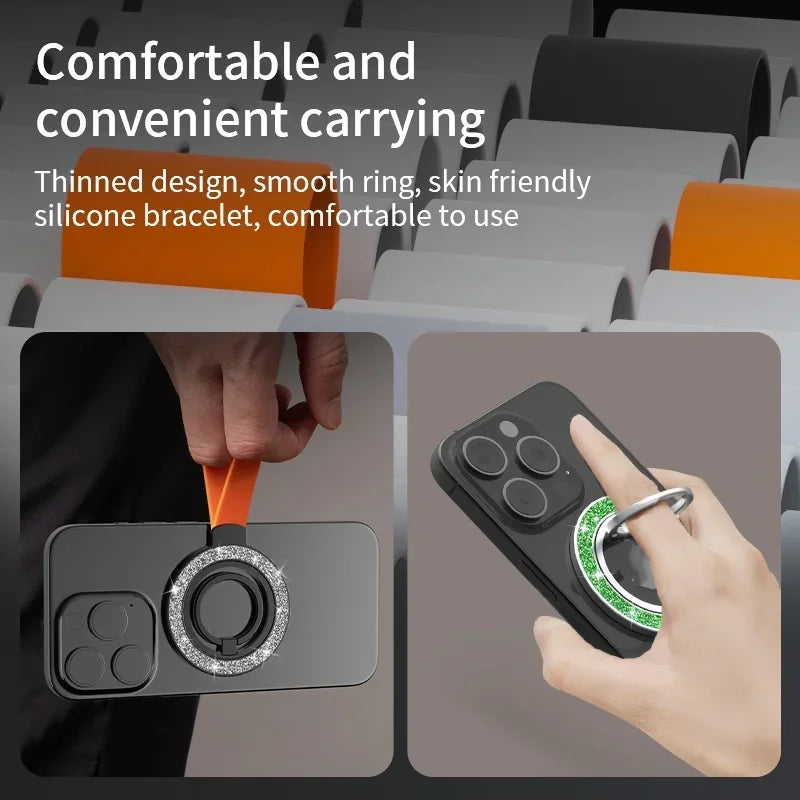 Double-sided magnetic ring grip with hand strap, view 4