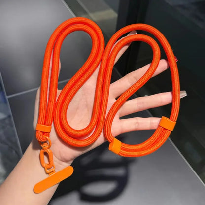 Adjustable crossbody phone lanyard with case clip, orange