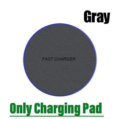 Ultra-thin fast wireless charger pad for iPhone and Samsung Galaxy, no cable gray