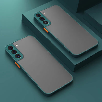 Shockproof matte armor case for Samsung Galaxy S20–S25, dark green