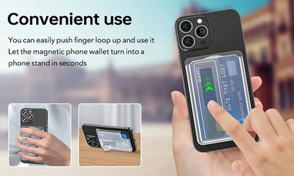 Magnetic card holder with finger strap grip, view 7