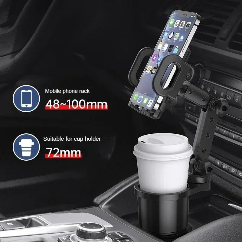 Car cup holder expander with 360° phone mount, view 6