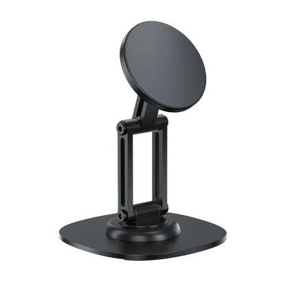 360° rotating foldable magnetic aluminum desk phone stand for MagSafe, black