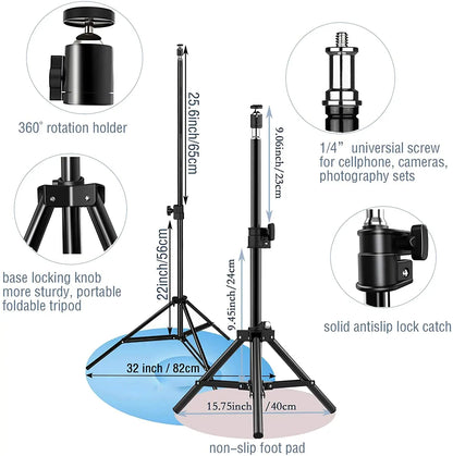 LED selfie ring light with tripod, phone holder and remote, view 5