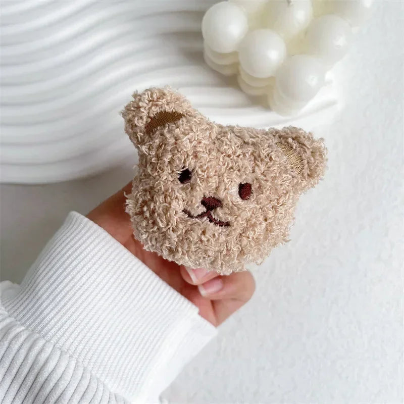 Fluffy plush bear folding phone grip, view 5