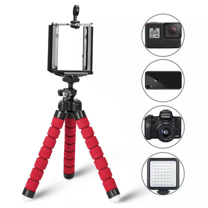 Flexible octopus phone tripod, red