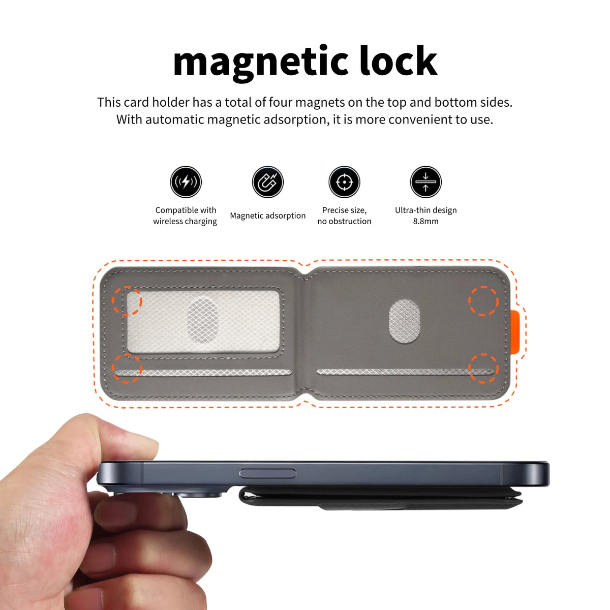 PU leather magnetic card holder, view 2