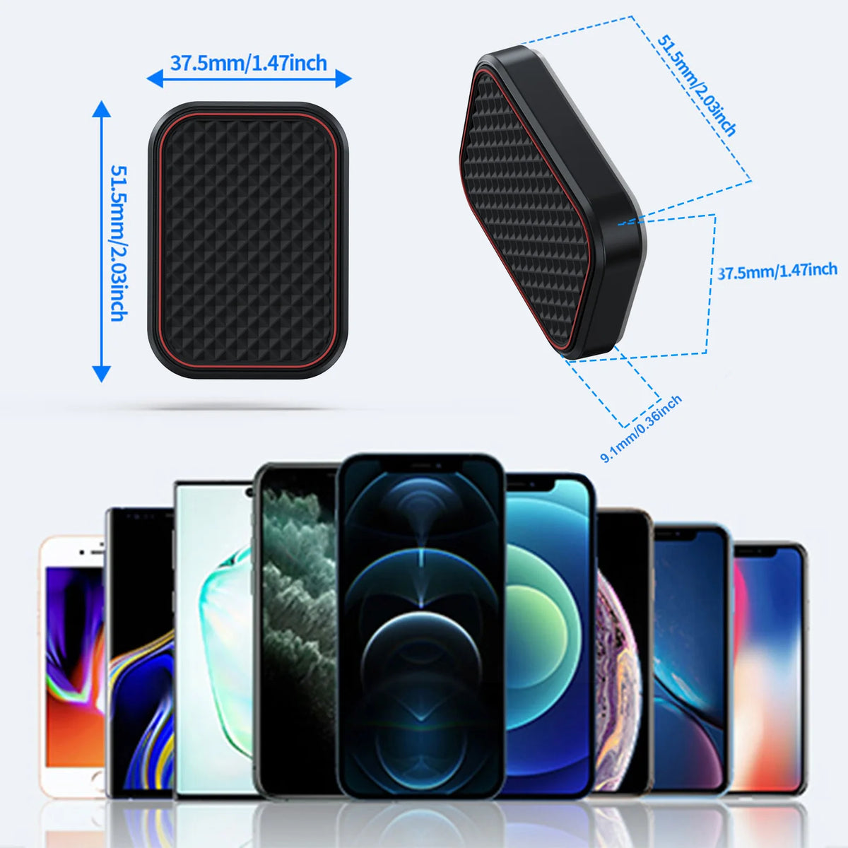 Flat magnetic car phone mount, view 4