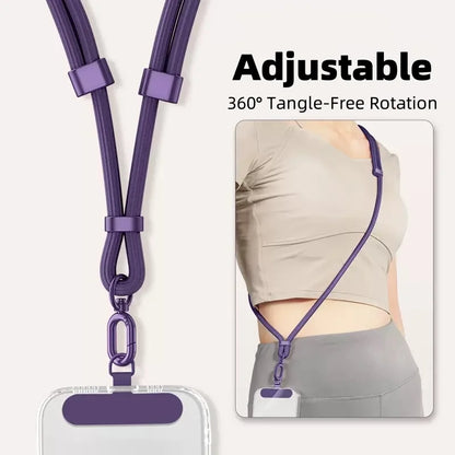 Adjustable crossbody phone lanyard with case clip