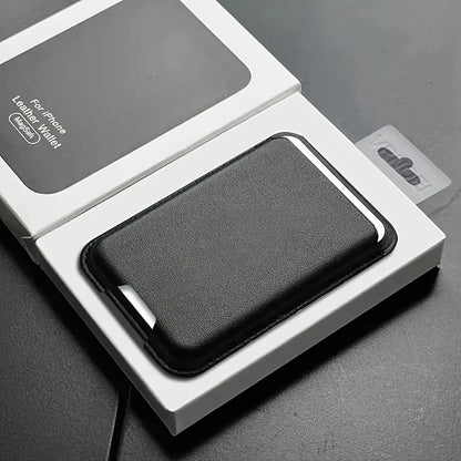 PU leather magnetic card holder for iPhone 12–18 Pro Max, black
