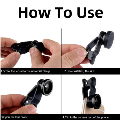 3-in-1 clip-on phone lens kit with fisheye, wide angle and macro, view 5
