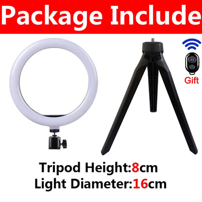 LED selfie ring light with tripod, phone holder and remote, view 10