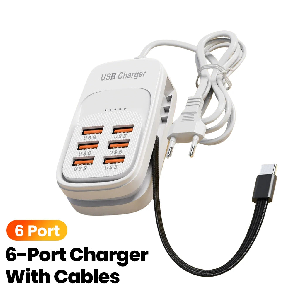 6-in-1 USB charging station with 3 PD and 3 USB ports, view 6