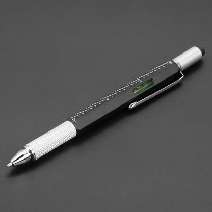 7-in-1 multifunction stylus pen with screwdriver, ruler and level, black