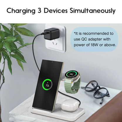 3-in-1 wireless charging station for Galaxy S24–S26, view 3