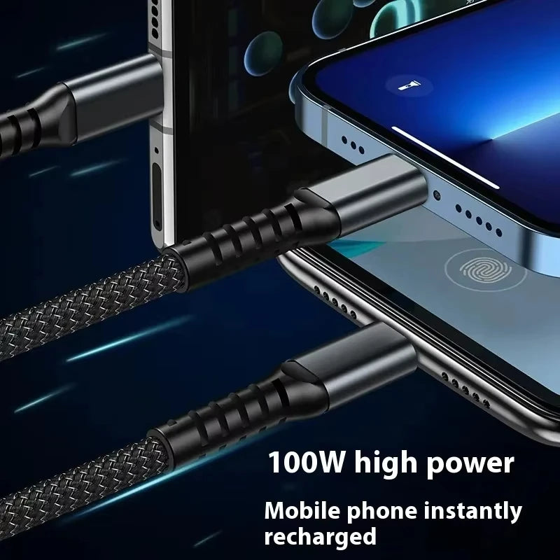 100W 3-in-1 transparent charging cable with digital display, view 6