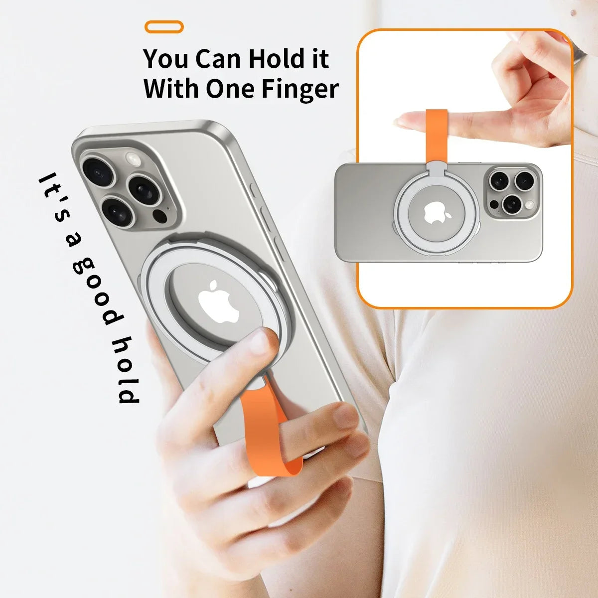 Aluminum ring holder with strap, view 2
