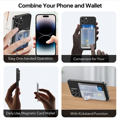 Magnetic card holder with finger strap grip, view 5