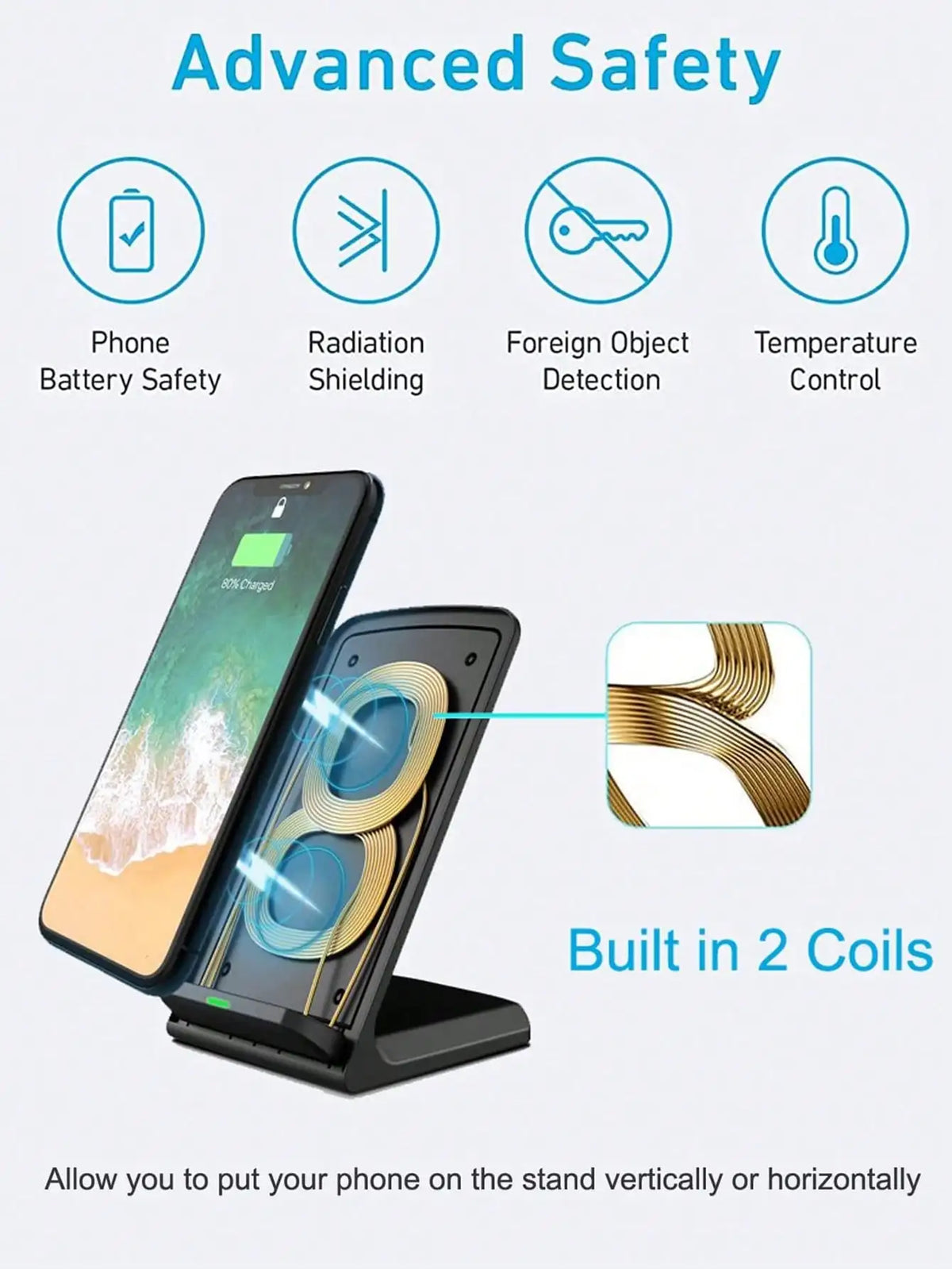 30W wireless charging stand for iPhone & Samsung, view 8