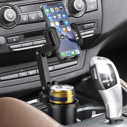 Car cup holder expander with 360° phone mount, view 4