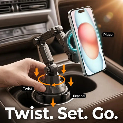 Magnetic car cup holder phone mount with strong suction, view 5