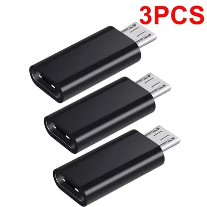 Micro USB female to USB-C male OTG adapter, 3Pcs black