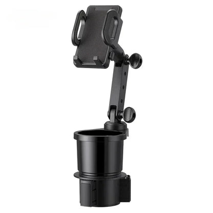 Car cup holder expander with 360° phone mount