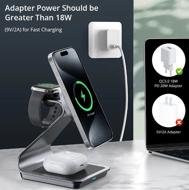 3-in-1 magnetic wireless charging station